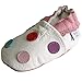 Soft Leather Baby Girl Shoes with Suede Soles by Dotty Fish. White Multi Colour spot design available in Newborn to 2-3 years.