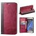 Produktbild Lensun Kompatibel mit Handyhülle Handytasche Samsung Galaxy S7 Edge (5.5 Zoll) Leder Tasche Huelle Flip Case Ledertasche Schutzhülle - Wein Rot