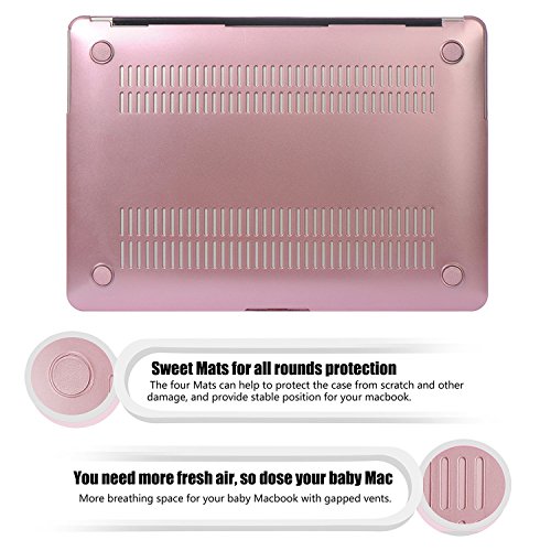 tinxi® Zweiteilige Matte Gummierte Harte Schutzhülle für Apple Macbook Air 13,3 Zoll (A1369 A1466) Laptop Hülle Cover Schale Schutz Tasche Etui Case Shell Hard Plastik Rosegold - 5