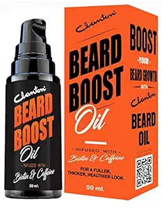 Clanton Beard Growth Oil Infused With Biotin & Caffeine For Naturally Powerful, Thicker, Fuller Beard Growth For Men- 50ml