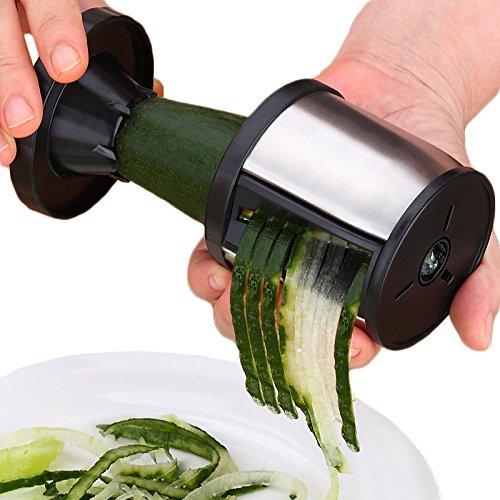 Best Utensilien Spiralschneider Spiralizer Gemüse Zucchini Nudeln Spaghetti Pasta Maker zoodler Spiralizer Schneide mit Reinigungsbürste, Handheld Schwarz