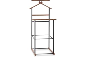 IDIMEX Valet de Chambre Kanna chevalet de Nuit Double Portant pour vêtements, en Bambou Noir et Vintage