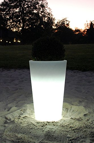 Pflanzkübel "Rondo Classico" aus Kunststoff beleuchtet, 70 cm, Weiß