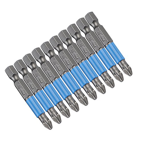 MagiDeal 10 Stück / Set 50mm Magnetische Kreuzkopf Schraubendreher Bits Stahl 1/4 Zoll Hex PH2 - 4