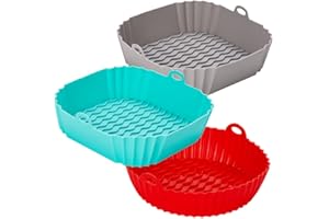 Siliz Silikonform für Heißluftfritteuse Zubehör | 3 Silikoneinsatz für Heißluftfritteuse, Airfryer Silikonform & Heißluftfritteuse Grillpfanne aus Silikon für Backform