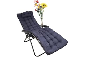 REINO MANSIDI Cojín Tumbona 180x55x6cm Reclinable con Almohada Reposacabeza, Colores Lisos. Colchoneta Tumbona Exterior con Relleno de Fibra Hueca. (Gris Oscuro)