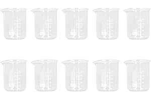 JECTSE Vaso de Precipitados de Vidrio, 10 Piezas Vasos de Laboratorio de 50 Ml Juego de Vasos de Precipitados Graduados de Vidrio, Vasos de Medición de Vidrio de Borosilicato Profesionales