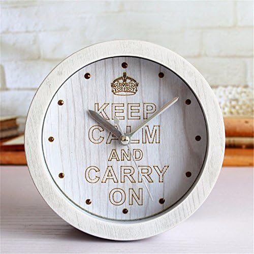 Retro nostalgic White Inspirational Poster Alarm Clock,Study/bedroom/Office round mute clock,Lazy People 3D stereoscopic Table clock,Home Decoration Products
