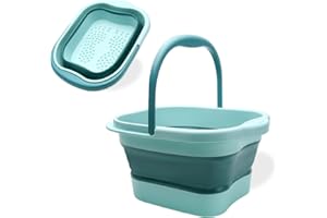 PAAOROARU Fußbad Fussbad, Faltbare Tragbare Fußbadewanne mit Griff, Fussbadewanne mit Massage, 480 Massageknoten - grün