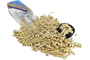 SONSMER Sprinkles Pearl Sugar Candy 100 g / 3,52 oz Taille de mélange Cuisson Décorations de gâteaux comestibles Cupcake Toppers Décoration de biscuits Célébrations de crème glacée Party Chirstmas (Or)