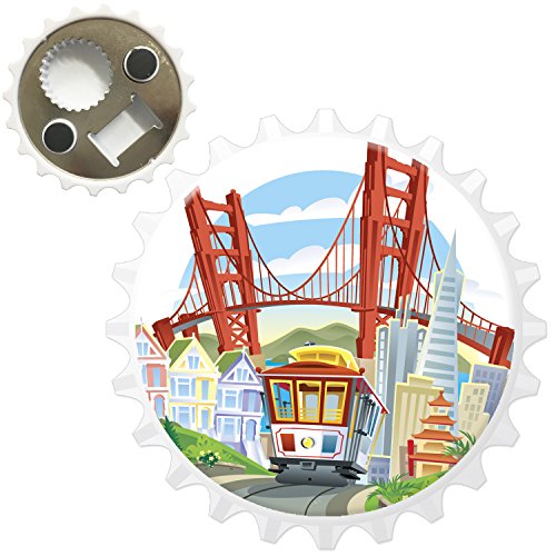 Fancy A SnuggleSan Francisco Tram Golden Gate Bridge Bottle Opener Fridge Magnet