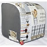 Abdeckhaube, Thermomix® TM 5, Mod. Kueche II grau, Rezept-Chip-und Cooky-Tasche, Henkel/ Lasche, Schutzhaube, Cover, Husse, by ingas handmade from germany®