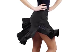 YM YOUMU Falda de baile latino con volantes y cordón para mujer, mini falda de patinador irregular para salón de baile Samba Chacha Tango