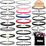 SCHWARZ VELVET SPITZE CHOKER SET GRÖSSE - Halskette Länge 14,6 