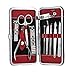 WoneNice Stainless Steel Nail Care Personal Manicure & Pedicure Set, Leather Travel & Grooming Kit, Tool Clipper-Black&Red--Clippers Set 10 in 1