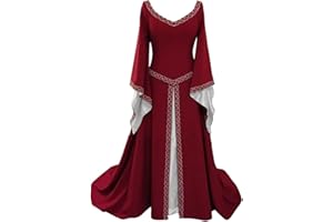 Disfraz Medieval para Mujer Vestido Manga Larga Bordado Renacentista Cosplay