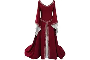 Disfraz Medieval para Mujer Vestido Manga Larga Bordado Renacentista Cosplay