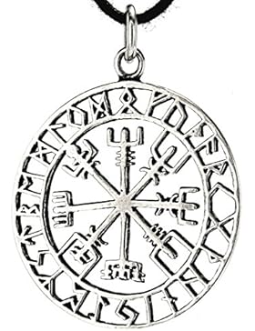 Wikinger Kompass Anhänger aus 925 Sterling Silber mit Baumwollband