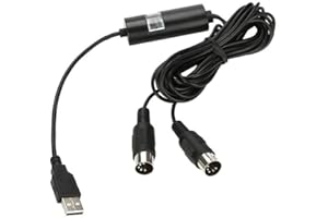 Tbest MIDI to USB Cable Converter, Universal MIDI to USB IN OUT Adapter Controller Line LED Display Keyboard Piano Instrument on Computer PC Windows Laptop Music Studio Electronic Music Accessories
