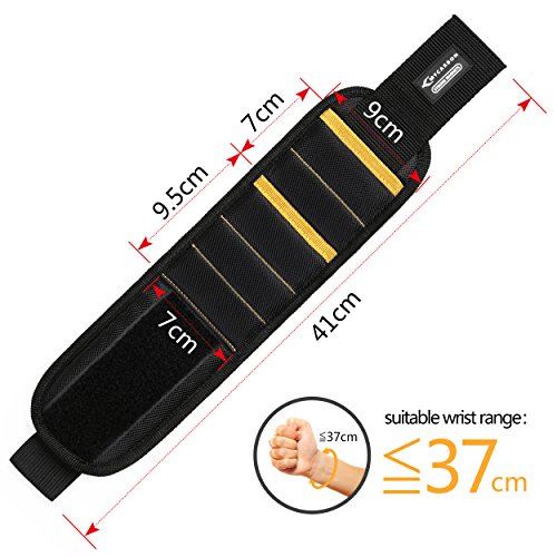 Magnetisches Armband Magnetarmband Werkzeug | mit 10 Magnet Stark Zugkraft | Leicht Angenehm Tragen | für Nägel Schrauber Bohrer Magnetische Pickup-Kit Handgelenk Band - 3