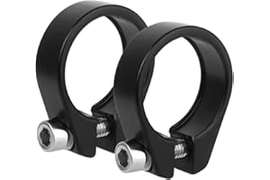 LEEQ Abrazadera de Sillín de Bicicleta - 2 Piezas Cierres de Tija de Sillín, Aleación de Aluminio 31.8 para Tija (27.2 mm Negro)