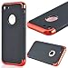 Produktbild GrandEver iPhone 7 Weiche Silikon Hülle Durchsichtige Rückschale TPU Bumper Transparent Schutzhülle Klar Handytasche mit Muster Anti-Kratzer Stoßdämpfung Ultra Slim Rückseite Silicon Backcover Soft Case Protective Cover Ultradünnen Premium Handyhülle - Rot und Schwarz