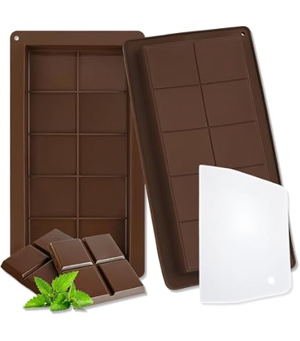 2 Pezzi Stampo per Tavoletta di Cioccolato, Stampi Cioccolatin Extra Profondi, Profondo per Cioccolatini, Chocolate Moulds Silicone Mold, Senza BPA, Facile da Sformattare (Marrone A