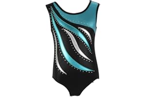MORESAVE Gymnastics Leotards for Girls Sleeveless Sparkle Leotards Shiny Embroidery Athletic Ballet Dance Bodysuit One Piece Practice Unitards Jumpsuit for Kids Teens