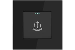 ‎PULSAR PULSAR Türklingel Glas Unterputz Schwarz 1-Fach, Klingeltaster mit Klingel-Symbol und Glasrahmen, Klingel 10A 250V, 86 x 86mm