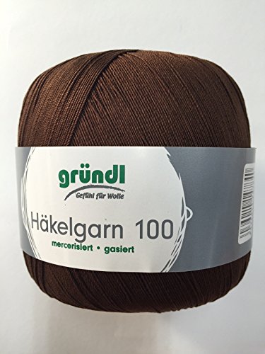 Gründl Häkelgarn 100, Filethäkelgarn, NEUE Farbe Schokobraun Fb. 138, 100 Gramm Knäuel,