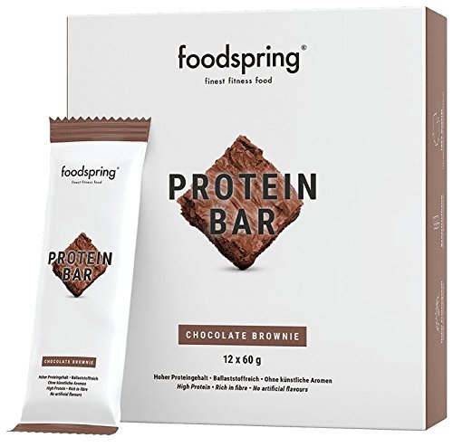 foodspring - Barritas proteicas - Sabor Brownie -  33% de proteína - Sin azúcares añadidos - Perfectas para después de entrenar o como merienda para llevar (12 x 60g)