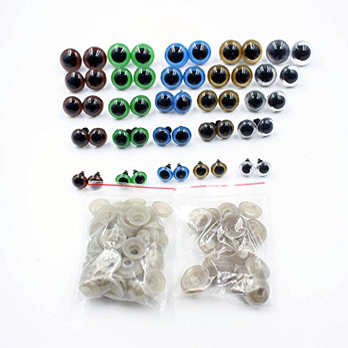 100Stk. 10~18mm 5 Sizes in Box Bunt Teddyaugen Sicherheitsaugen Kunststoffaugen Puppe Augen Neu - 2