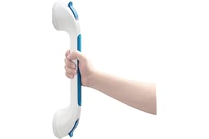 TAILI Asa de Seguridad para Baño 43cm, Succión Agarraderas para Mayores, MAX 109 KG, Azul Barras de agarre de succión, Manija de la Ducha para Ancianos, Asidero Baño para Discapacitados