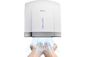 PLUSSEN Asciugamani Automatico Elettrico Hotel Asciuga Mani ad Vento Caldo e Freddo da Parete Bagno con Sensore Fotocellula, a Basso Rumore (40 Db), Coperchio Compatto in ABS, 220-240V (bianco-1003)