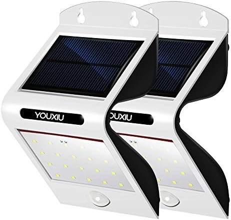 Solar Wall Lights Outdoor, YOUXIU 20 LED Motion Sensor Floor Light Waterproof Security Bright Lights for Garage Garden Fence (2-PCS)