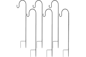 XVZ Shepherds Hook - Juego de 6 ganchos ajustables para pastor de 47 pulgadas (metal, para colgar comederos de pájaros, macetas, linternas, decoración de boda), color negro