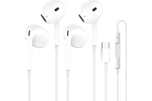 CARPHONE WAREHOUSE 2 Pack Écouteurs USB C, Écouteurs Intra-Auriculaires Hi-FI Stéréo, Type C avec Microphone et Contrôle du Volume,pour Samsung Galaxy S23 S22 S21 S20, iPhone 15/16/Pro, Google Pixel, OnePlus