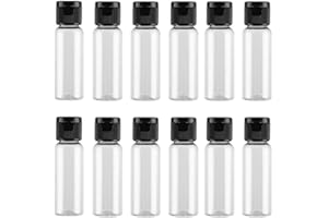 VASANA 12 bottiglie vuote da viaggio in plastica da 20 ml, con tappo a scatto, contenitori per campioni di cosmetici, per lozioni emollienti, shampoo e oli essenziali
