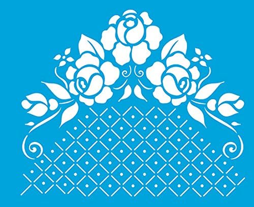 21cm x 17cm Reusable Flexible Plastic Stencil for Graphical Design Airbrush Decorating Wall Furniture Fabric Decorations Drawing Drafting Template - Vintage Flowers Pattern