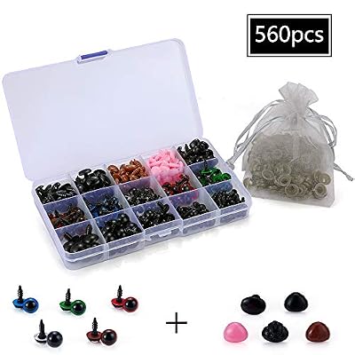 VENTCY 560PCS Yeux en Plastique Yeux de Peluches Personnages Yeux de Sécurité Amigurumi pour Poupée Marionnettes Peluche Ours Animaux
