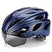 Produktbild JianMeiHome Fahrradhelm Mountainbike Helm mit Schutzbrille Schutzhelm für Männer und Frauen (Color : Blue, Size : 57-62cm)