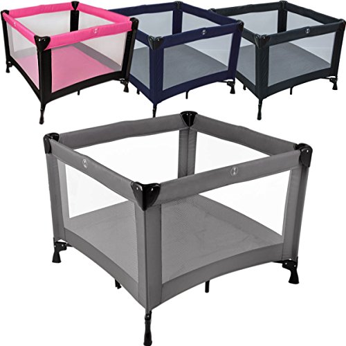 Baby PlayPen with mattress (100x100 cm) (BLACK / PINK)