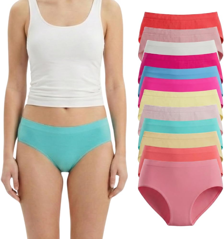 idolika - Pack 12 - Braguitas niña - Bragas niña - Sin Costuras y elasticas - Desde 2 a 16 años