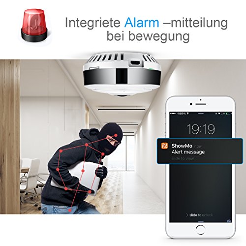FREDI IP Sicherheit Kamera 960P Panorama Kamera 180Â°Wlan VideoÃ¼berwachung Dome Ãœberwachungskamera IP Cam mit IR Nachtsicht /2 Weg Audio/Bewegungsmelder fÃ¼r Haus /Baby Ãœberwachung (EC6)