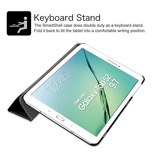 Starter Kit für Samsung Galaxy Tab S2 9.7″ Tablet PC – Hoch Qualität Premium PU Leder Tasche Hülle Stand und Bluetooth Tastatur + Displayschutzfolie + Touchstift (T810 / T815, Schwarz) - 8