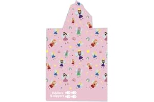 tiddlers & nippers Kids Patterned/Plain Microfibre Hooded Towel/Poncho | Super Absorbent Microfiber & Quick Drying | Ideal For Beach, Pool, Holidays & Travel (Fabulous Fairies, 5-10 Years)