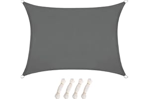 LARMNEE Sonnensegel 2x3m, Wasserdicht, Rechteckig, Sonnenschutz, Reißfestigkeit, inkl Befestigungsseilen, PES, UV-Schutz, Garten, Outdoor, Balkon, Rauchgrau EGY23SP02