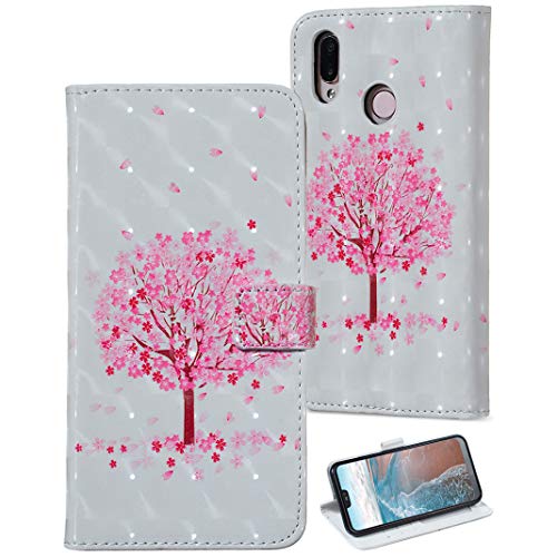 Preisvergleich Produktbild Huawei P20 Lite Lederhülle, Premium PU Leder Schutzhülle Flip Case Brieftasche Handytasche Kartenfach mit Standfunktion und Magnetverschluss Design Relief Muster Hülle für Huawei P20 Lite Cover