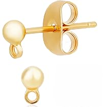 Beebeecraft - 10 Orecchini A Perno Placcati Oro 18k Con Ago In Argento 925 E Catenina - Lunghi 8,5 Cm