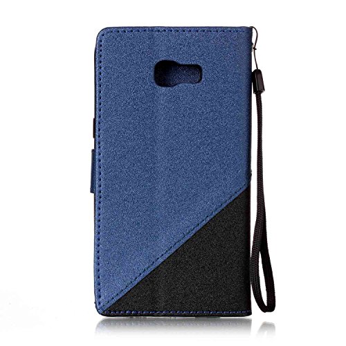 Galaxy A5 2017 Hülle,Galaxy A5 2017 Schutzhülle,Galaxy A5 2017 Leder Hülle,ikasus® Schlagfarbe Nähte Spleiß Stil Naht Farben PU Lederhülle Flip Hülle im Bookstyle Cover Schale Slim Fit Soft Silikon Magnetverschluss Schutzhülle PU Leder Hülle Flip Wallet Case Kunstleder Tasche Cover mit Standfunktion und Kartenfächer Tasche Wallet Case für Samsung Galaxy A5 (2017) SM-A520F (5,2 Zoll) – Blau - 3